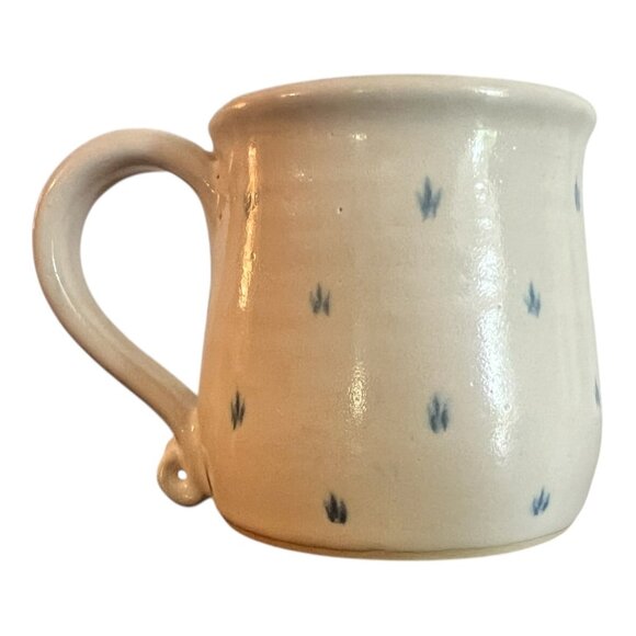 Vintage McCarter Pottery Mug 3.25" Tall Handcrafted Ceramic Blue Floral Design - Picture 3 of 7